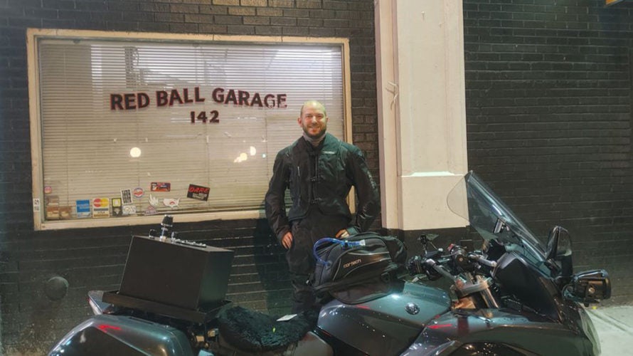 Alex Jones at Red Ball Garage with Yamaha FJR1300