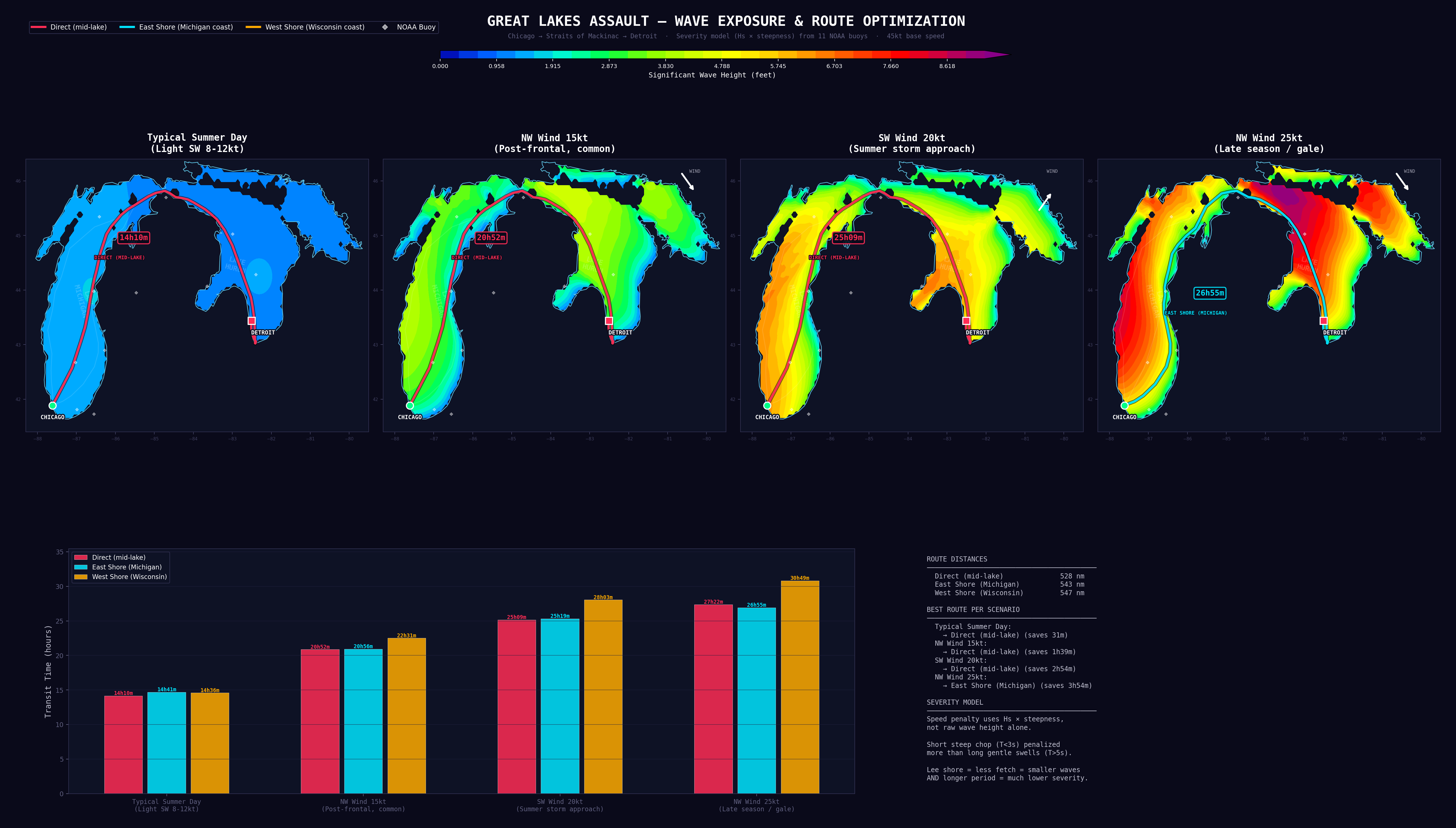 Great Lakes Assault - Wave Exposure & Route Optimization